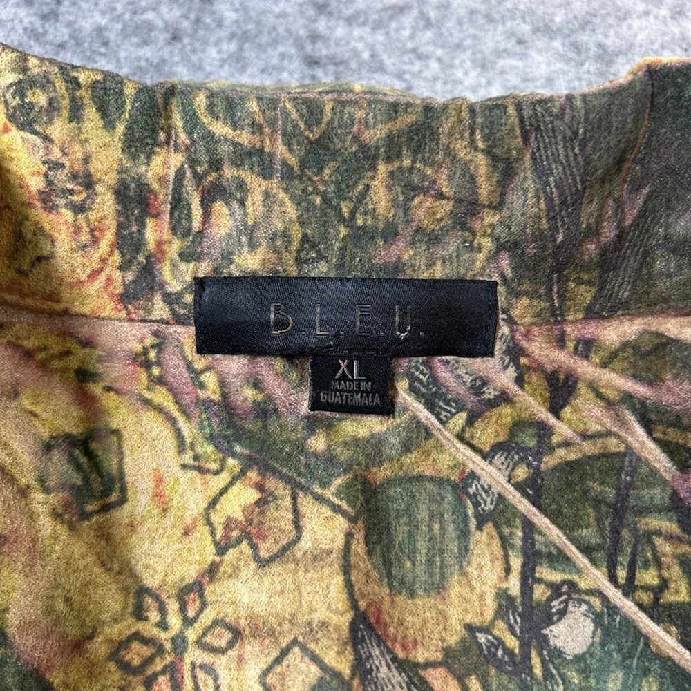 B.L.E.U.  Jacket Women's XL Multicolor Embellished‎ Button Up Velvet Feel Artsy - Picture 7 of 11